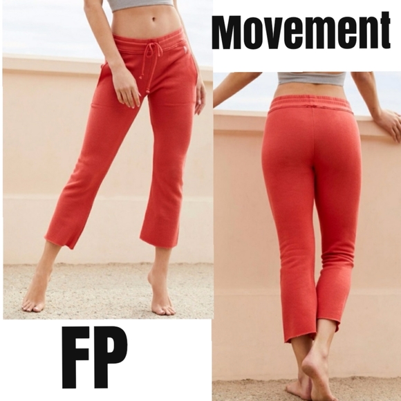 FP Movement Reyes Drawstring Orange/Red Active Lightweight Cropped Sweatpants MD - Picture 1 of 16